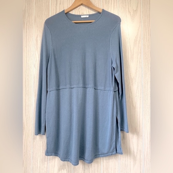 J. Jill Grace French Blue Wool Blend Side Slit Tunic Sweater Medium EUC - Picture 1 of 3